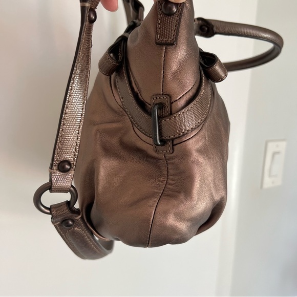 COACH Madison Sophia Satchel Purse Bag Metallic Pewter 15960 Vintage Stagecoach - Picture 5 of 13